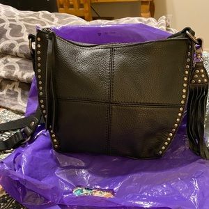 The Sak black leather crossbody purse